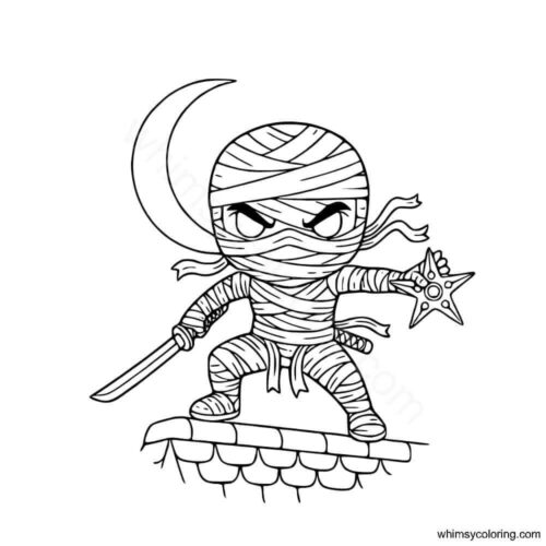 Ninja mummy coloring page