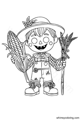 Scarecrow with crops in hand Scarecrow with crops in hand