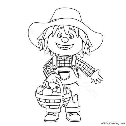 Scarecrow with fruit basket Scarecrow with fruit basket