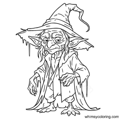 Scary Halloween goblin coloring page Scary Halloween goblin coloring page