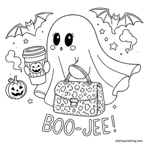 Stylish ghost coloring page Stylish ghost coloring page