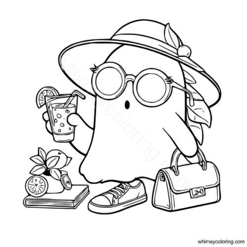 Summer ghost coloring page Summer ghost coloring page