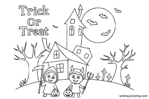 Trick Treat Halloween coloring pages Trick Treat Halloween coloring pages
