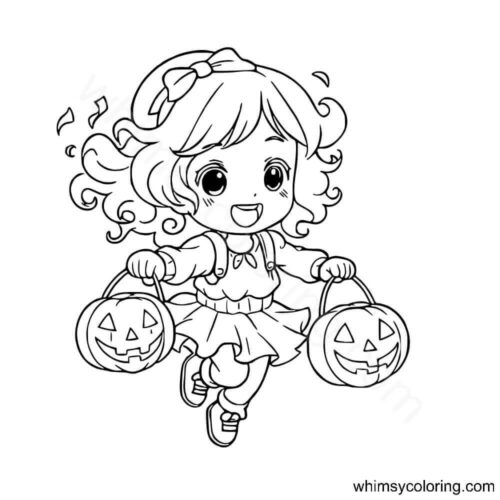 Trick or Treat coloring pages girl Trick or Treat coloring pages girl