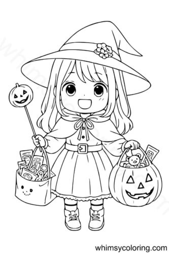 Trick or Treat girl coloring page Trick or Treat girl coloring page