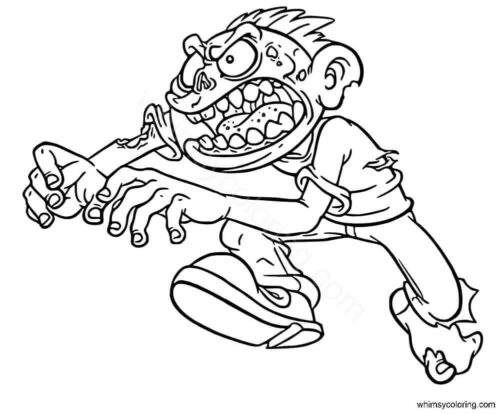 Zombie chasing coloring page