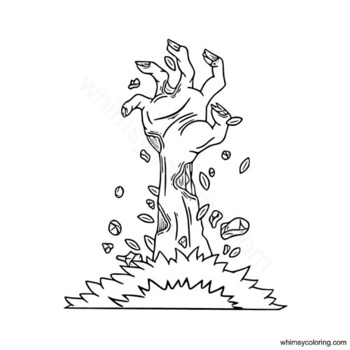Zombie hand coloring page