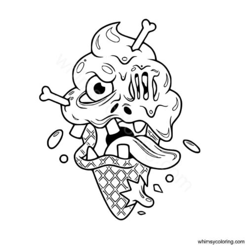 Zombie ice cream coloring page