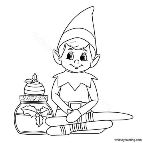 Cute elf on the shelf coloring pages