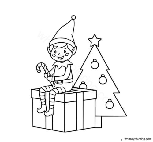 Easy elf on the shelf coloring pages