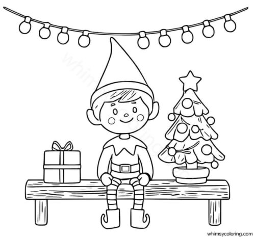 Elf on the shelf coloring picture