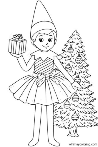 Elf on the shelf girl coloring pages