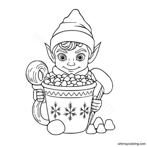 Elf with a mug of hot chocolate