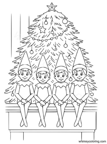Elves on the shelf coloring page