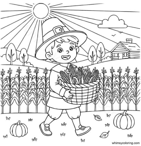Pilgrim boy coloring page Pilgrim boy coloring page