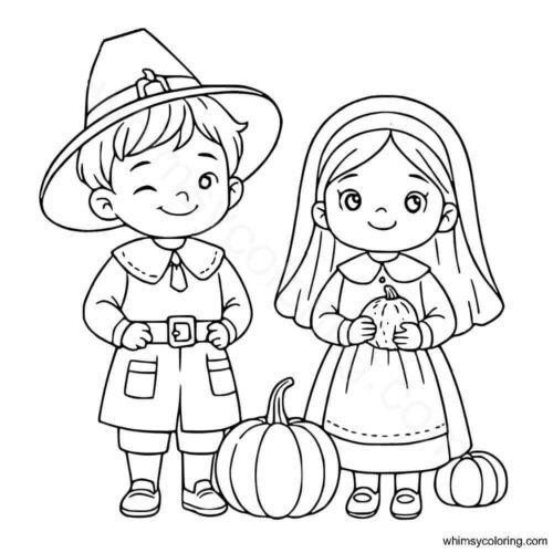 Pilgrim kids coloring pages printable Pilgrim kids coloring pages printable