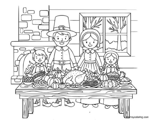 Thanksgiving feast coloring page Thanksgiving feast coloring page
