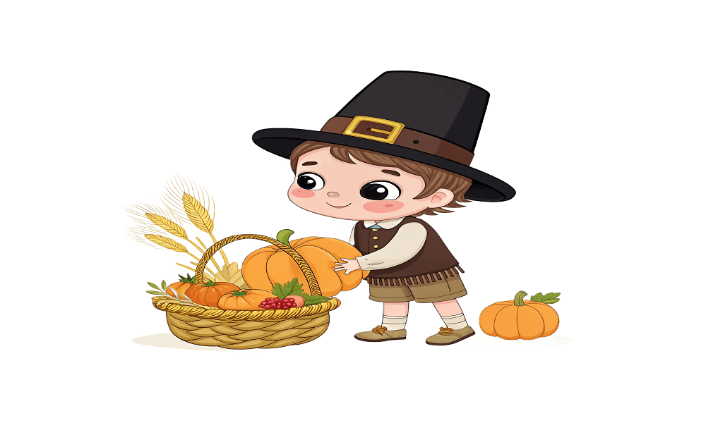 Thanksgiving pilgrims coloring pages for kids