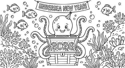 Coloring pages of New Year 2026