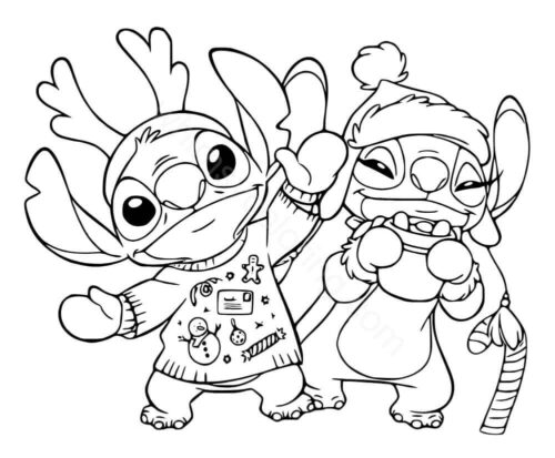 Coloring pages of Stitch Christmas