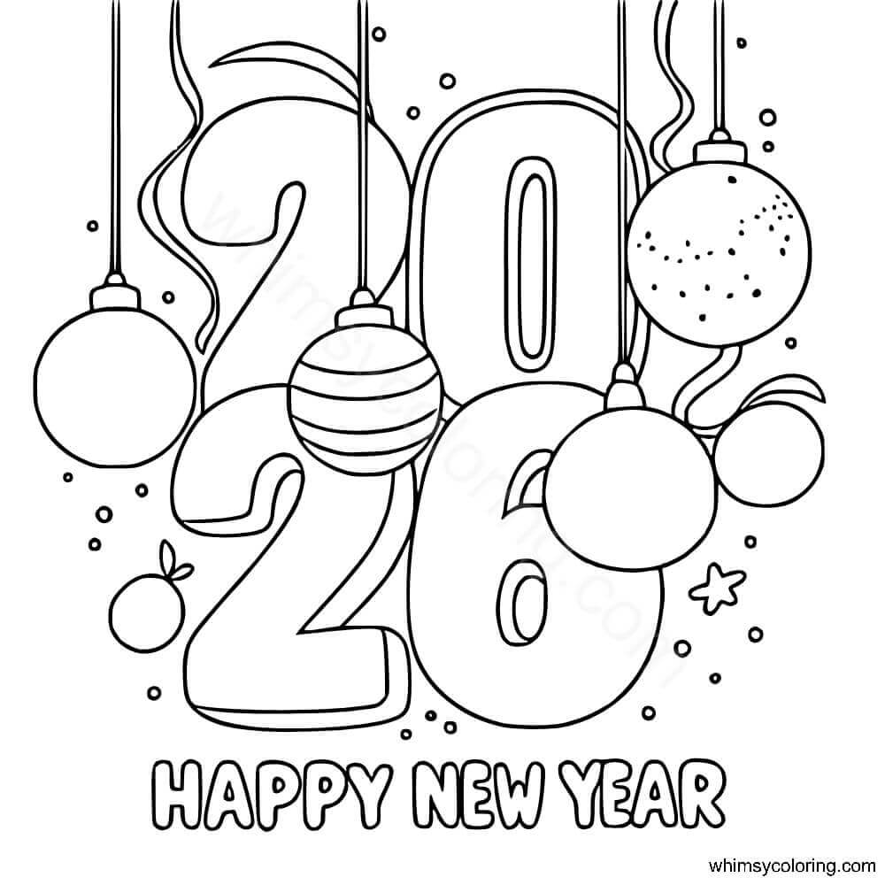29 New Year 2026 Coloring Pages Printable - Whimsy Coloring