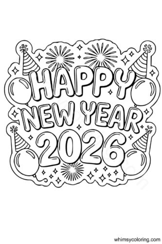 Happy New Year coloring pages 2026
