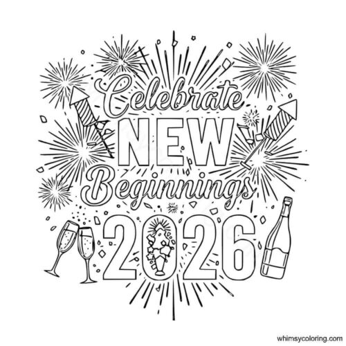 New Year coloring pages 2026