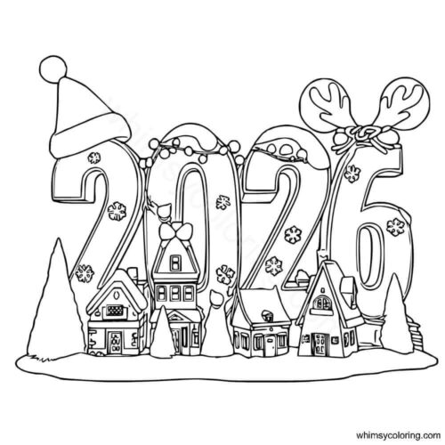 New Year coloring sheets to print