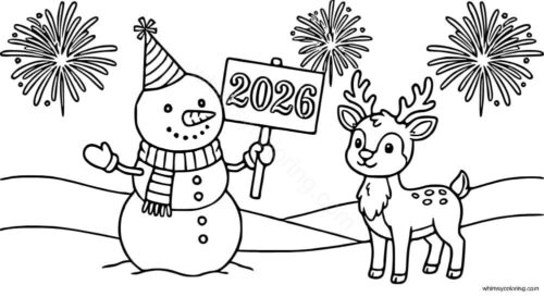 Snowman welcoming New Year 2026