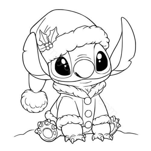 Stitch Christmas coloring page