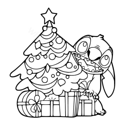 Stitch Christmas coloring pages PDF