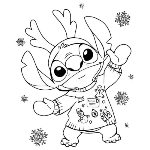 Stitch Christmas coloring pages printable