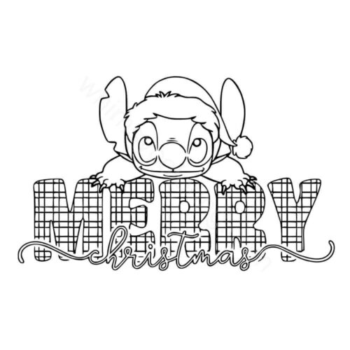 Stitch Christmas colouring page