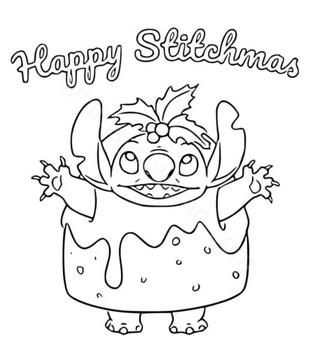 Stitch dressed as Christmas pudding