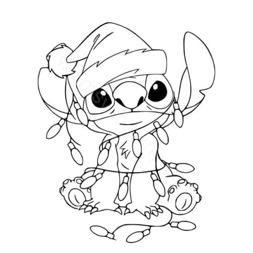 Stitch with Christmas lights
