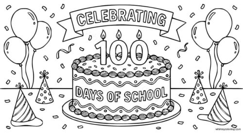 100 days of school celebration coloring page