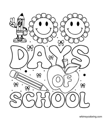 100 days of school coloring page