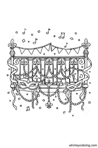A balcony decorated for Mardi Gras A balcony decorated for Mardi Gras
