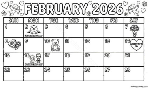 February 2026 coloring page February 2026 coloring page