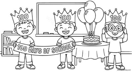 Free 100th day coloring page