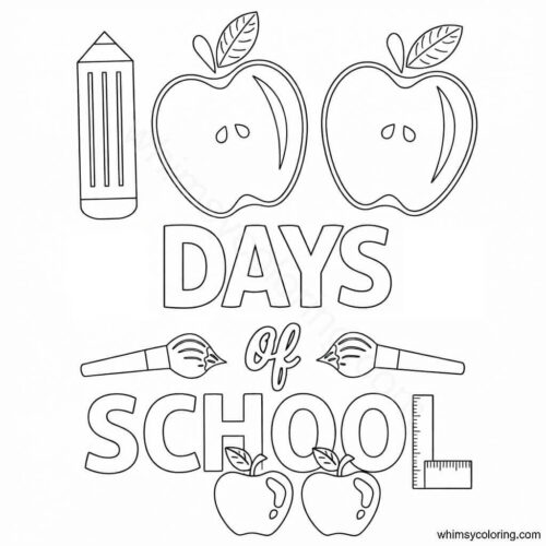Free printable 100 days of school coloring pages