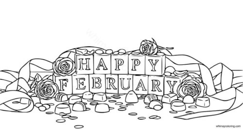 Happy February coloring page Happy February coloring page