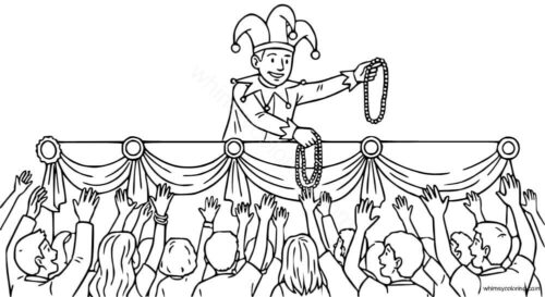 Jester distributing beads Jester distributing beads