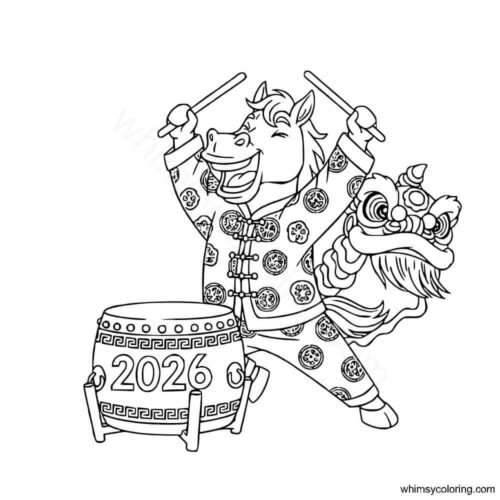Year of Horse coloring page Year of Horse coloring page
