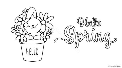 Hello Spring coloring page Hello Spring coloring page
