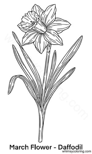 March flower Daffodil coloring page March flower Daffodil coloring page