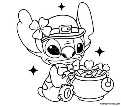 Stitch St Patrick's Day coloring page