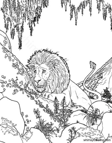 Cowardly lion from Wicked coloring sheet