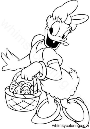 Daisy Duck with a basket of Easter eggs