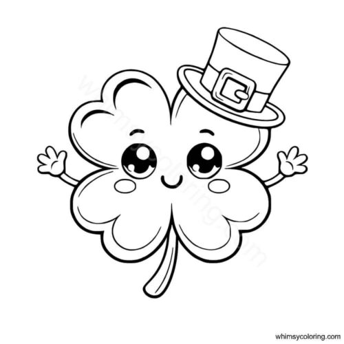 Four leaf clover wearing a leprechaun hat Four leaf clover wearing a leprechaun hat